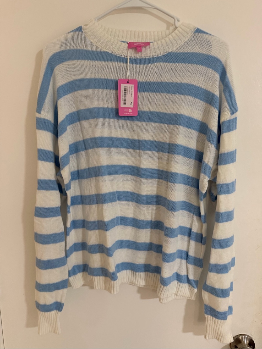 Edikted Blue and White Striped Crewneck Sweater
